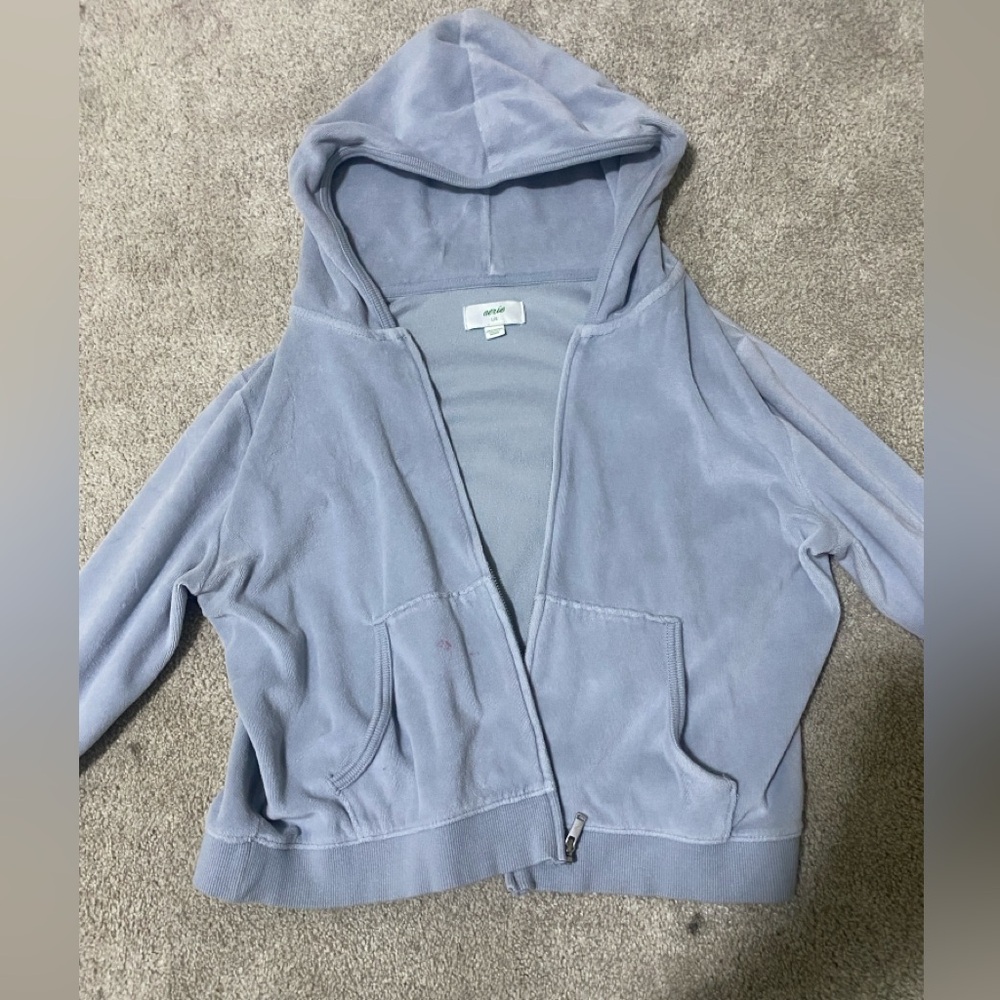 arie copped baby blue jacket